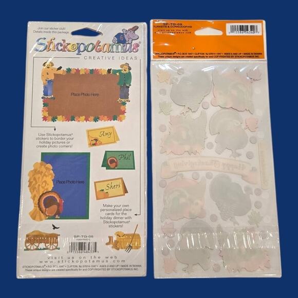 Vintage Stickopotamus Binder Stickers Hayride Turkeys & Cornucopias Thanksgiving - Picture 3 of 5